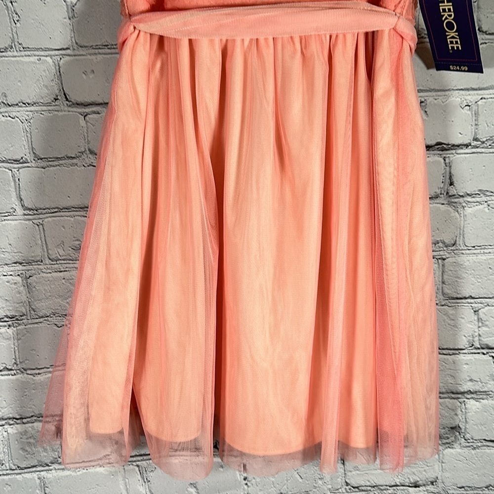 Cherokee Girls Tulle tutu floral Dress Size Medium Peach/Coral NEW - Picture 4 of 15